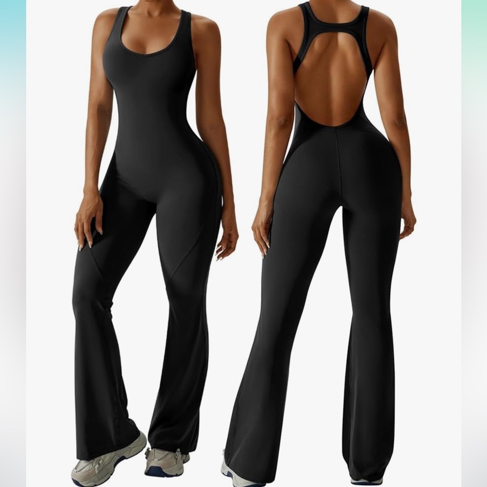 OEAK Womens Flare Jumpsuit with Tummy Control